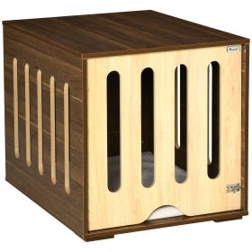 Furniture Style Dog Crate End Table with Removable Door Panel, Dog Crate Bed with Foam Cushion, Safety Lock, Indoor Use, for Small & Medium Dogs, Bro