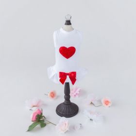 Puff Heart Dog Dress (Color: Red, size: XXS)