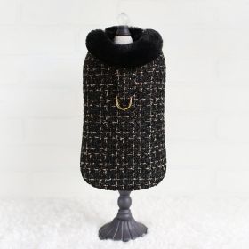 Chantel Tweed Dog Coat (Color: black, size: MD)